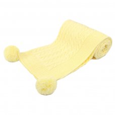 ABP12-LEM: Lemon Cable Knit Wrap w/Pom Pom